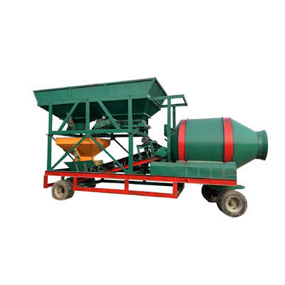 Peralatan pabrik semen JZM Seri Fixed Hopper Drum Mixer Mesin pencampuran beton mobile dengan spiral feeder