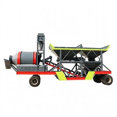 JZM Mobile Drum Mixing Plant Cement Plant Equipment Wheel Mounted Portable Beton Batching Station Untuk Situs Konstruksi