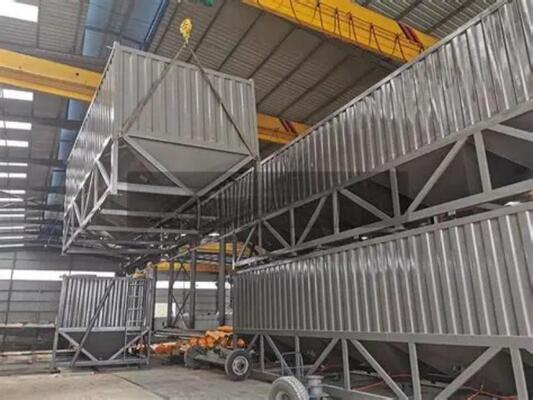 Peralatan Pabrik Semen Silo Semen Horizontal Dengan Port Pembuangan Ganda, Tangki Penyimpanan Semen Untuk Mesin Pertambangan